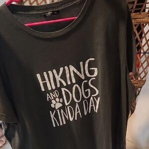 SHEIN Dark Gray Hiking and Dogs Tee